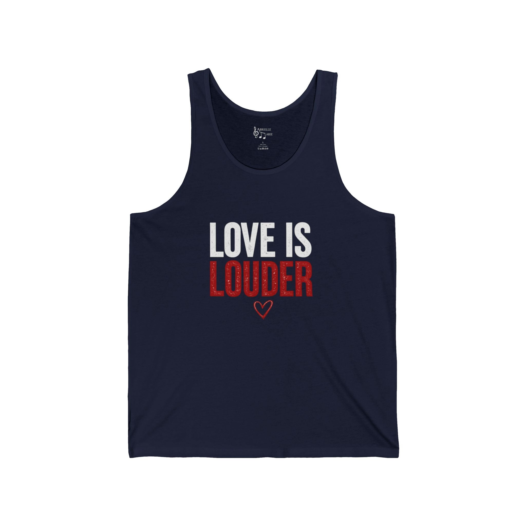 Love Is Louder Tank Top — Bold Red & White Graphic Muscle Tee for Pride, Activism & Everyday Wear