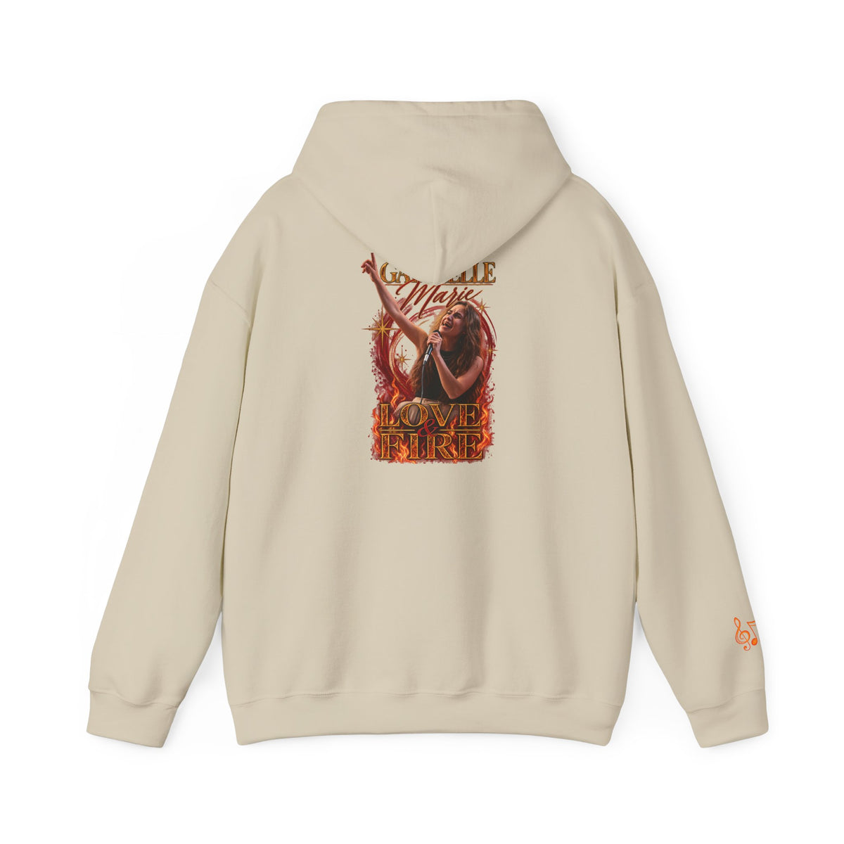Gabrielle Marie 'Love & Fire' Hoodie — Vintage Floral Back Graphic