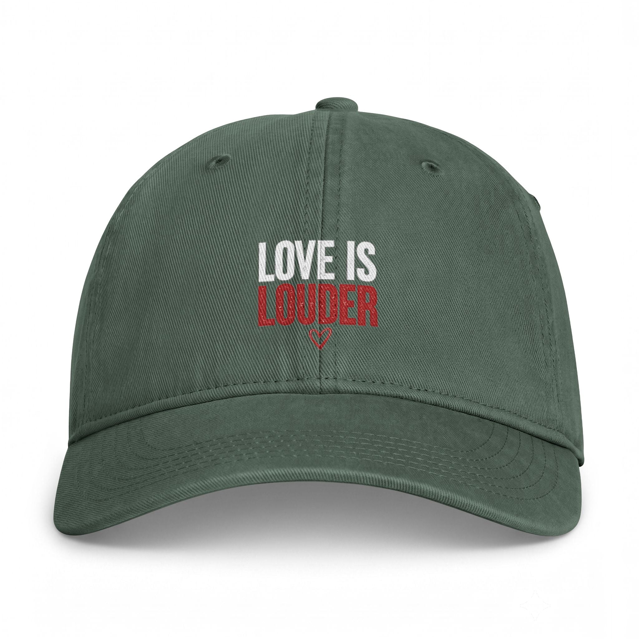 Love Is Louder Embroidered Cap — Washed Coastal Dad Hat