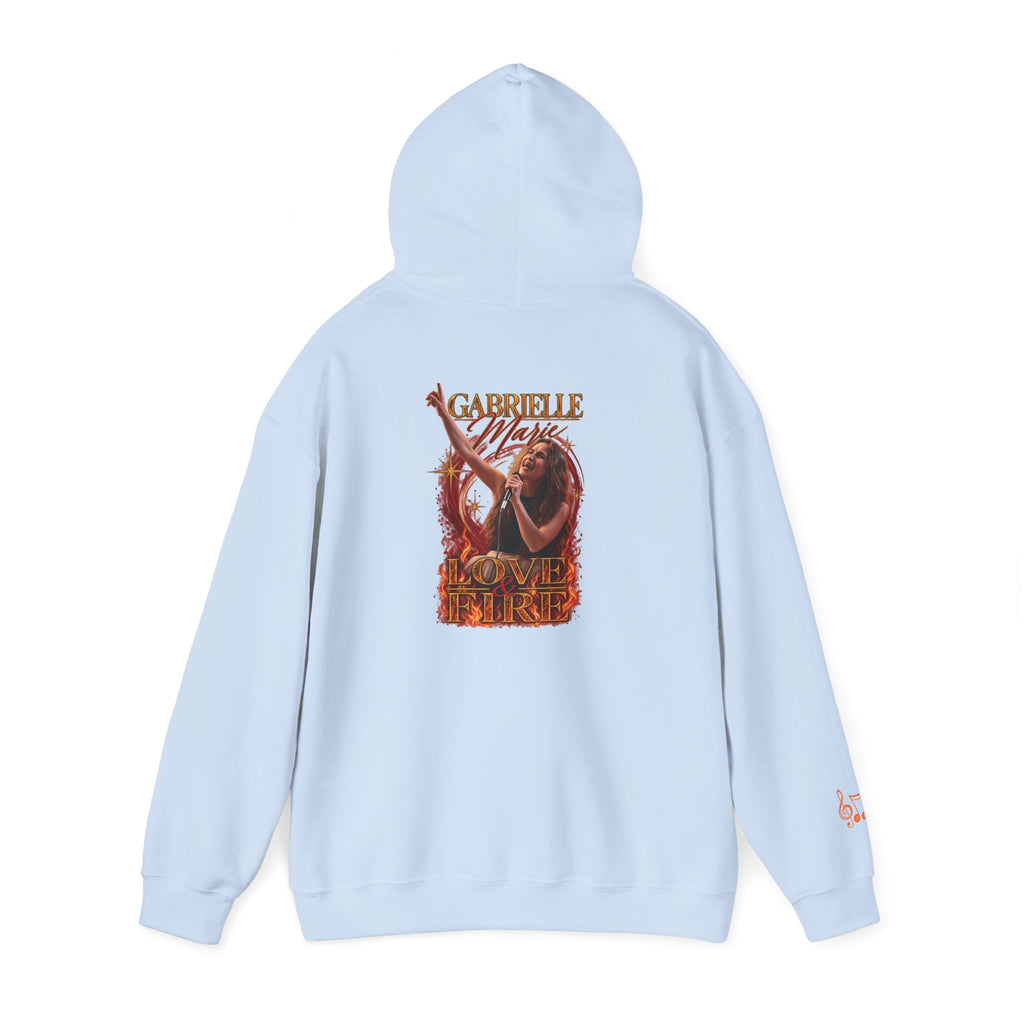 Gabrielle Marie 'Love & Fire' Hoodie — Vintage Floral Back Graphic