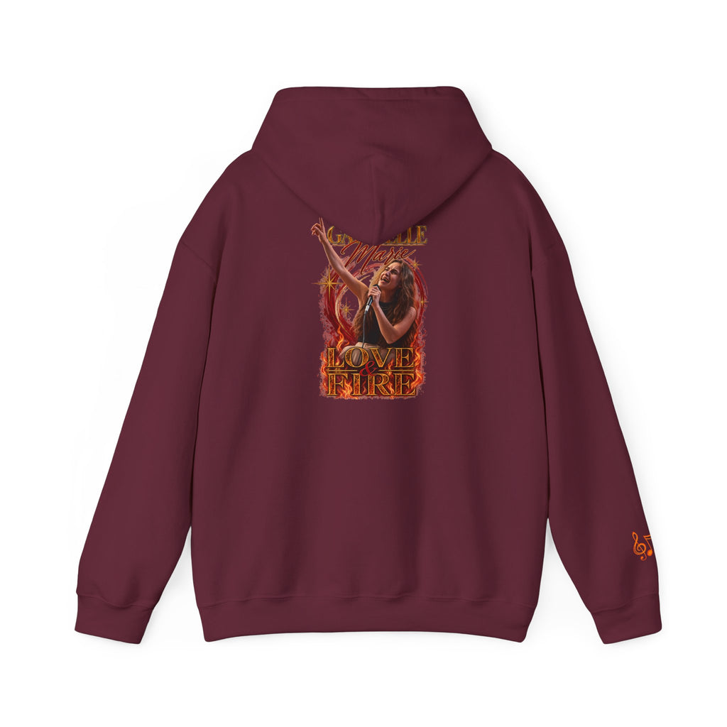 Gabrielle Marie 'Love & Fire' Hoodie — Vintage Floral Back Graphic