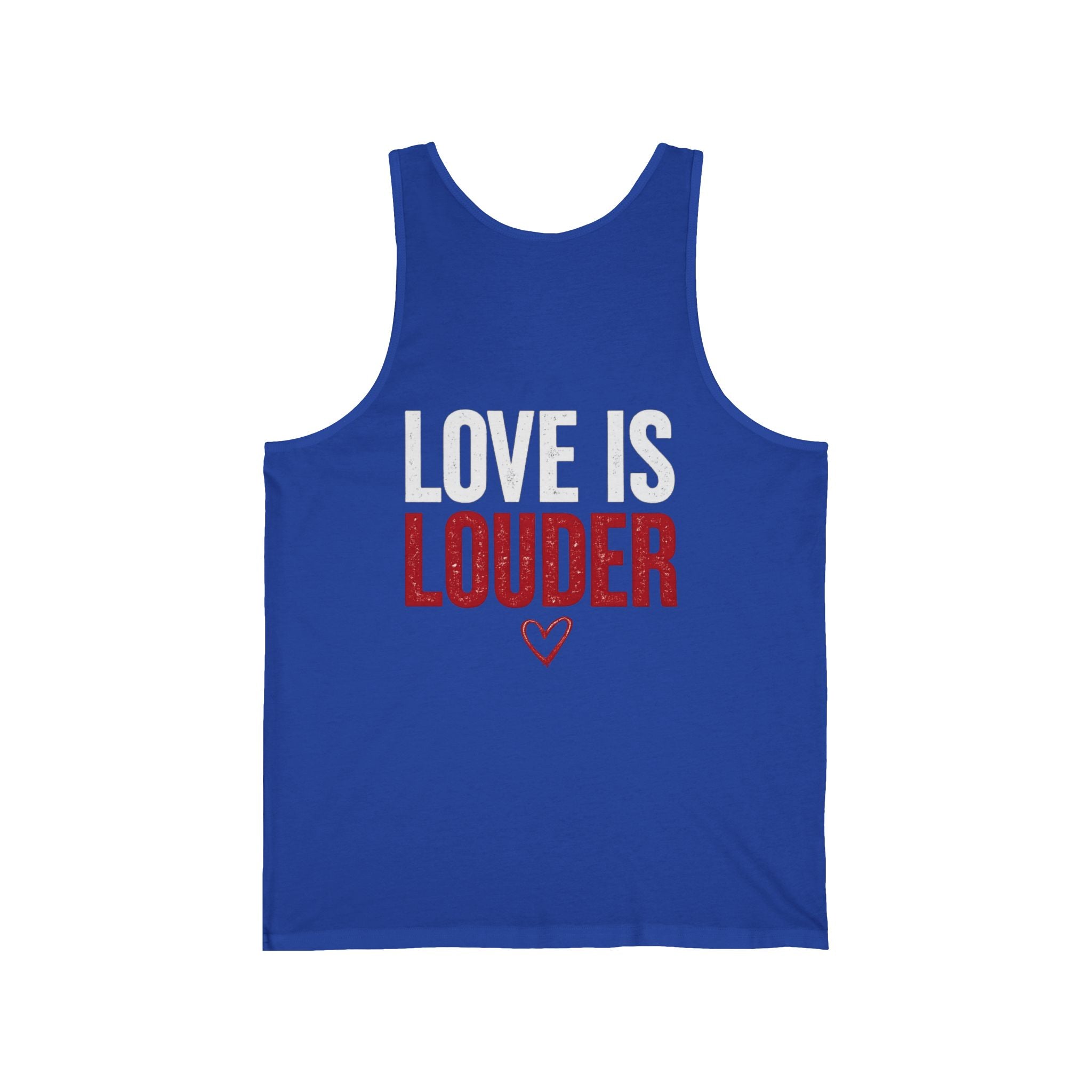 Love Is Louder Tank Top — Bold Red & White Graphic Muscle Tee for Pride, Activism & Everyday Wear