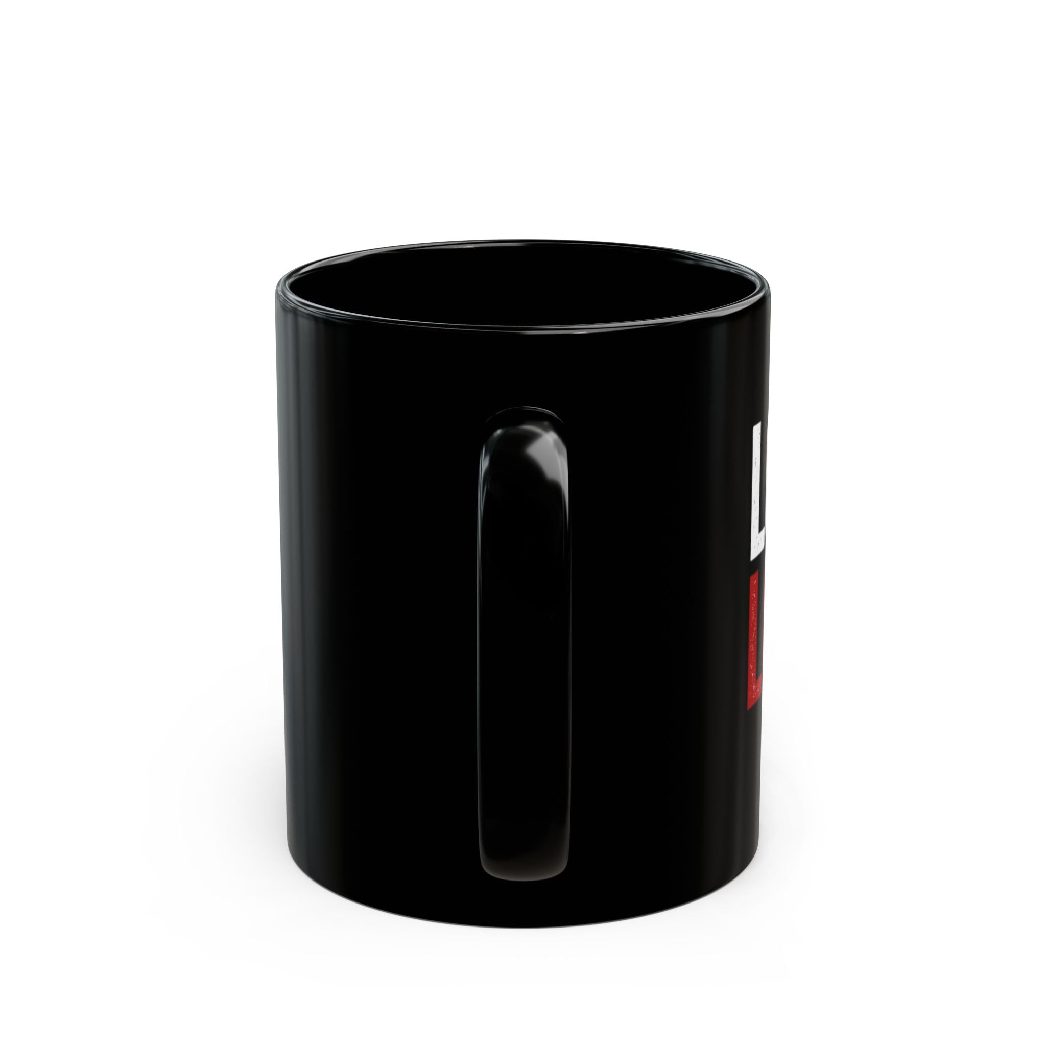 Black Mug – 'Love Is Louder' Red & White Typography Coffee Cup (11oz, 15oz)