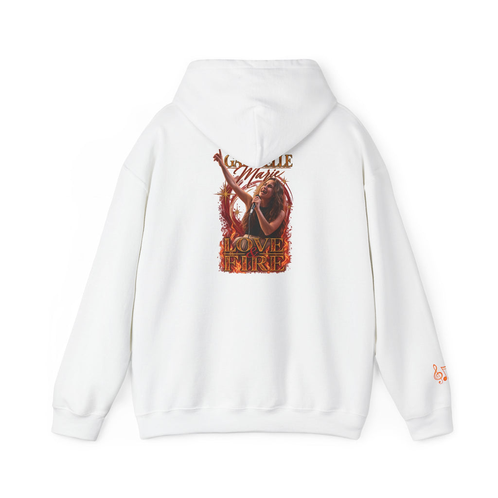 Gabrielle Marie 'Love & Fire' Hoodie — Vintage Floral Back Graphic