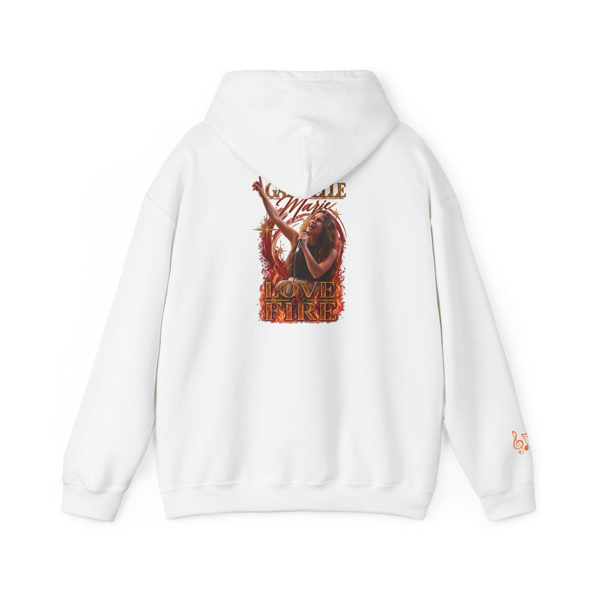Gabrielle Marie 'Love & Fire' Hoodie — Vintage Floral Back Graphic