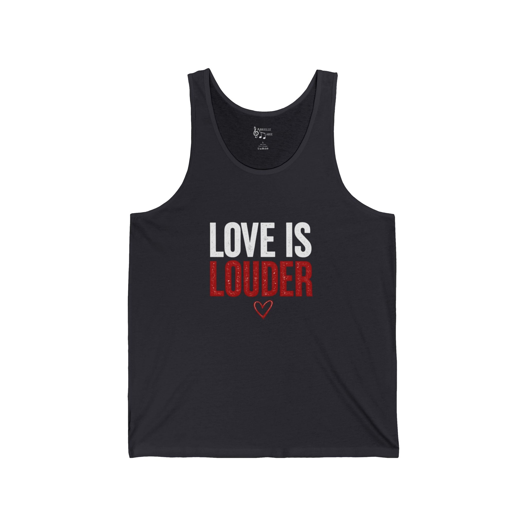 Love Is Louder Tank Top — Bold Red & White Graphic Muscle Tee for Pride, Activism & Everyday Wear