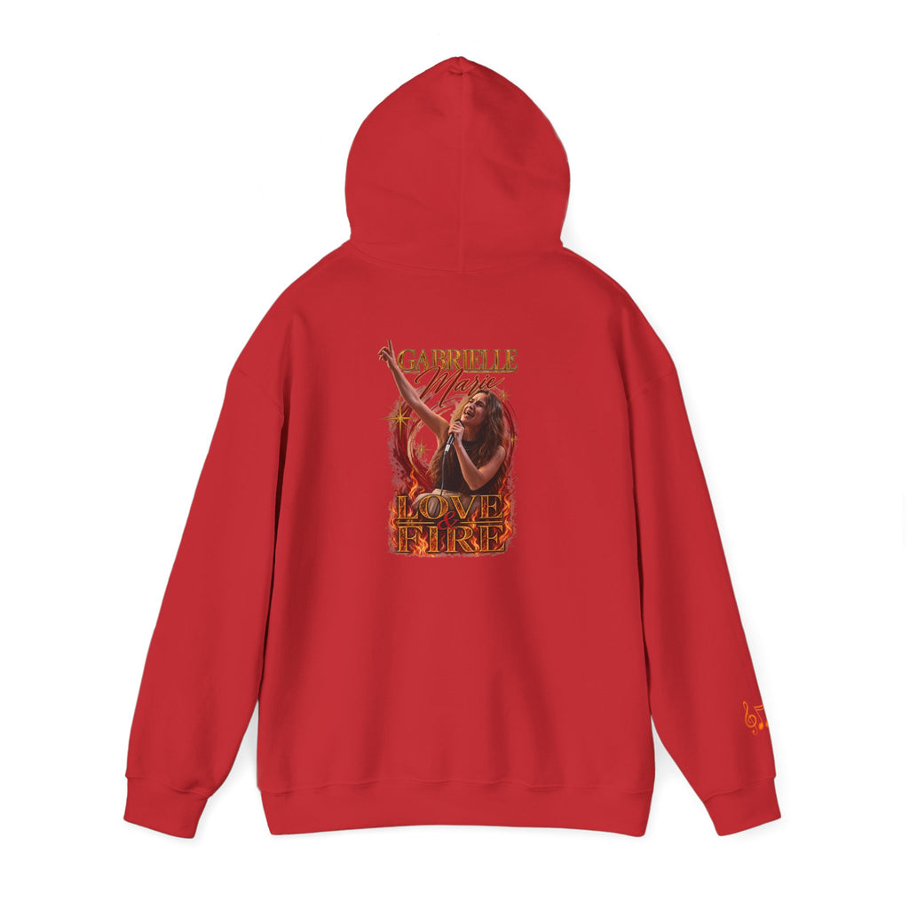 Gabrielle Marie 'Love & Fire' Hoodie — Vintage Floral Back Graphic